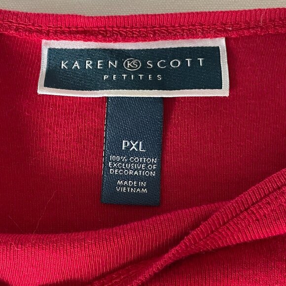 Karen Scott Petites Red Rhinestone Reindeer Top-PXL - Picture 3 of 4